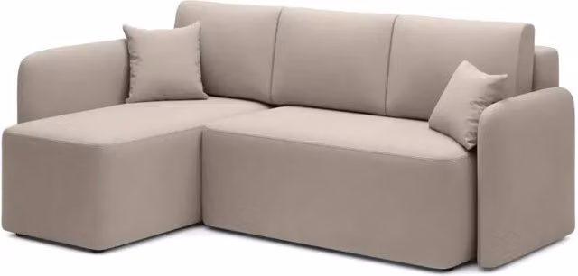 Divano ad angolo moderno MEUBLORAMA collezione HEDSON colore beige con funzione letto e poggiatesta regolabile L/P/H: 206 x 150 x 89 cm