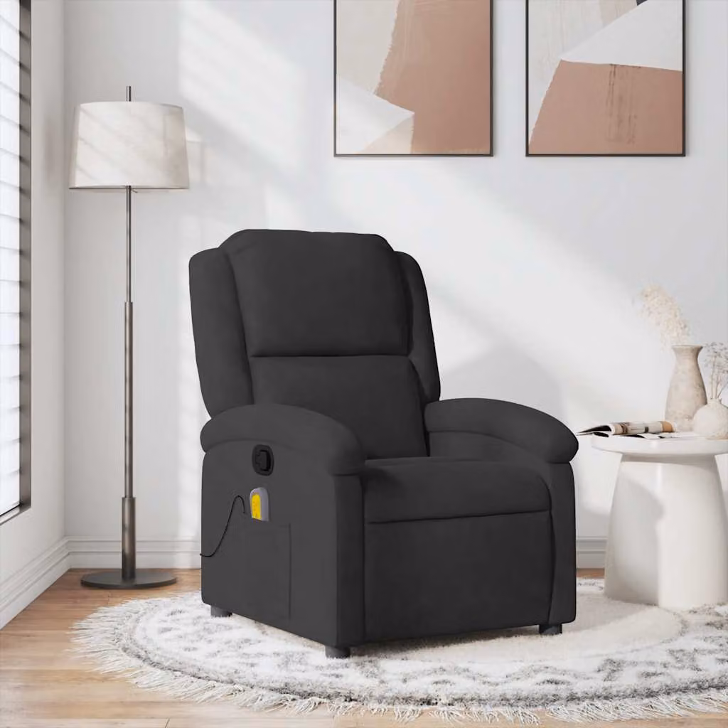 Poltrona Reclinabile Relax vidaXL in Velluto Nero con Braccioli