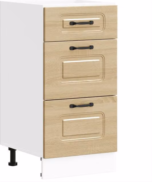 Base da cucina Kalmar Rovere Sonoma in legno multistrato marrone con ante a battente e cassetti L/P/H: 81.5 x 46.0 x 40.0 cm