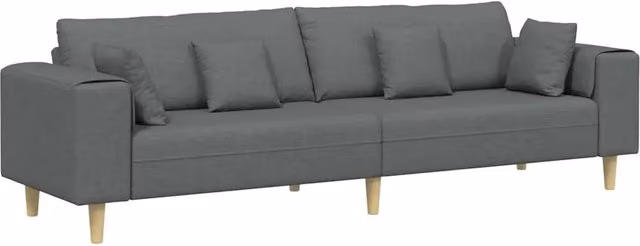 Divano | Divano da soggiorno | Sofa con cuscino Grigio scuro 250 x 77 x 76 cm Tessuto
