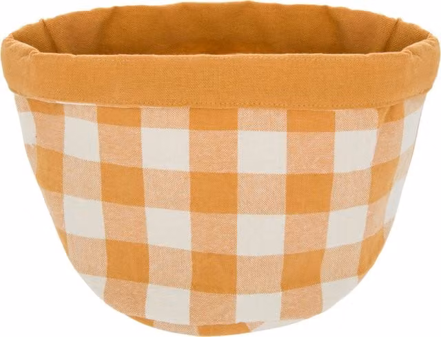 Cestino in tessuto 18 cm cotone quadri ocra