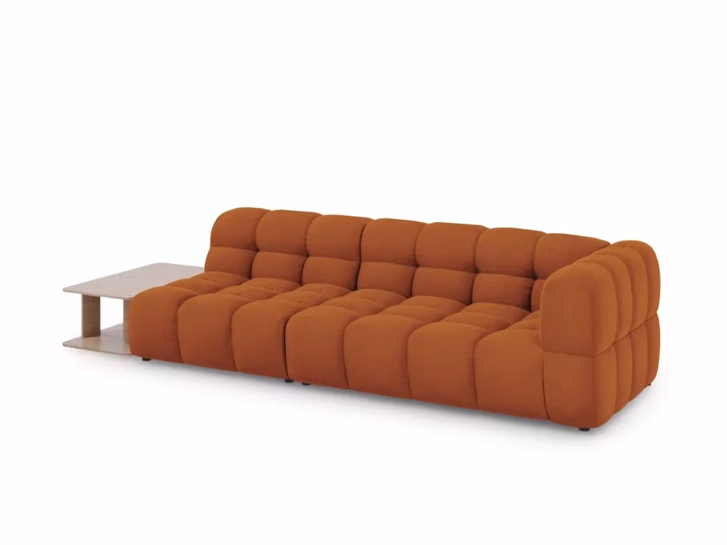 Divano modulare sinistro Sky di Cosmopolitan Design a 4 posti in velluto color arancione L 297 cm x P 102 cm x H 75 cm – 2