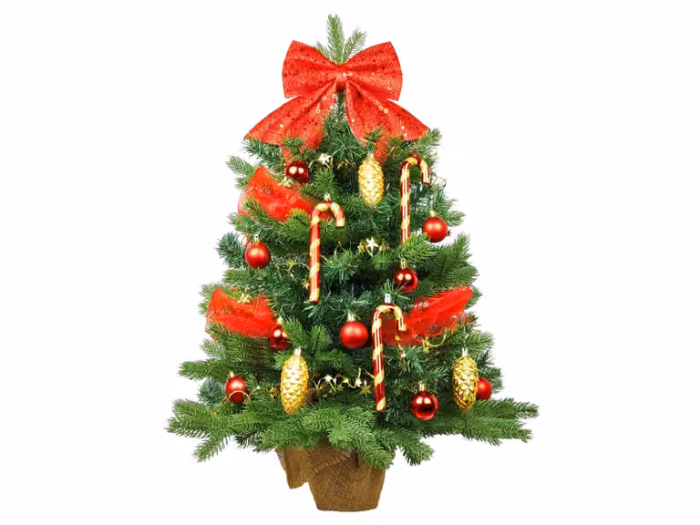 Albero di Natale artificiale decorato BABBO NATALE 60 cm con illuminazione a LED IN VASO