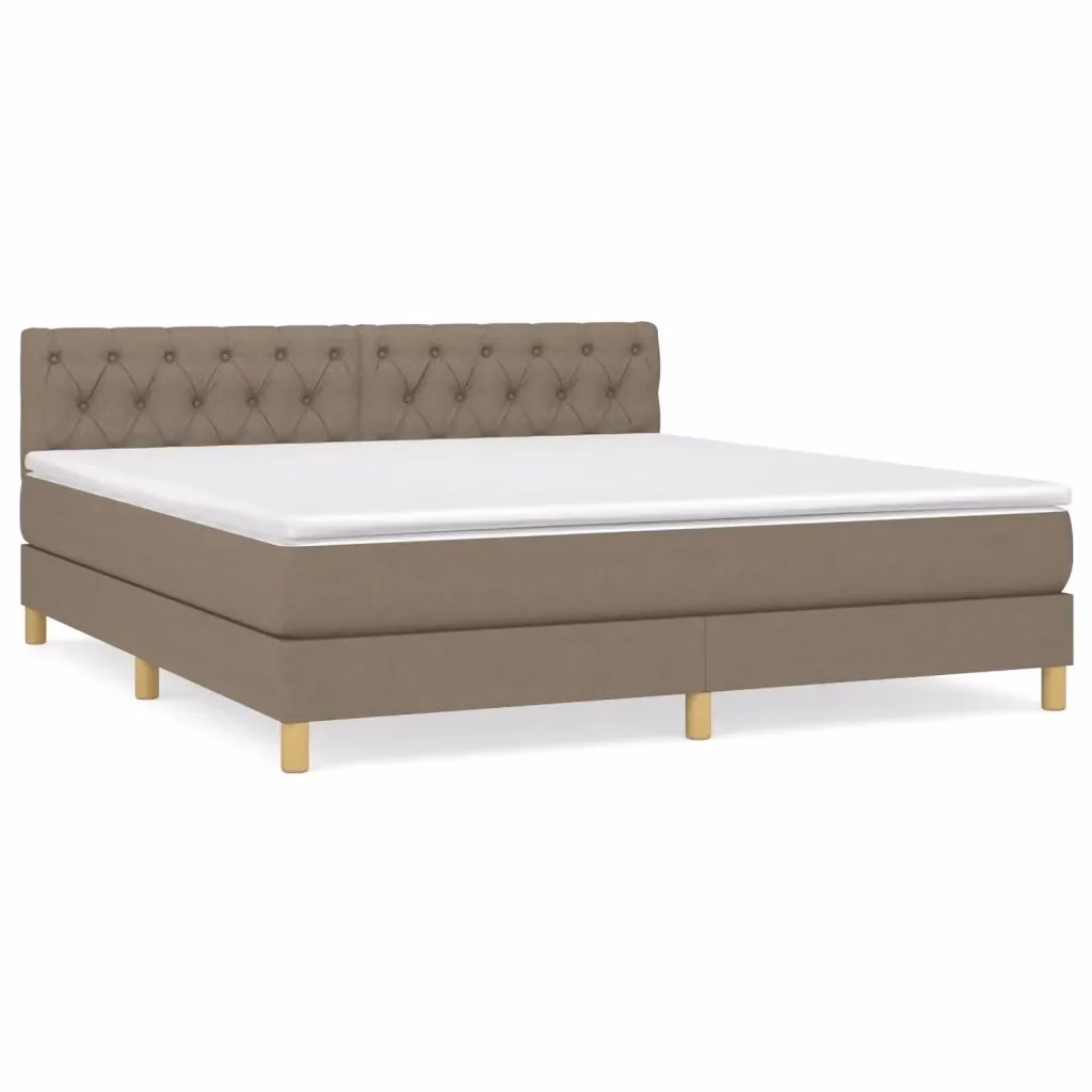 Letto Ibrido con Giroletto a Molle e Materasso vidaXL in Tessuto Beige e Bianco L/P: 160 x 200 cm – 2