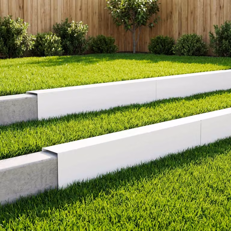 Set di 10 profili di copertura per giardino vidaXL in acciaio, colore bianco, L 100 x P 15 x H 15 cm