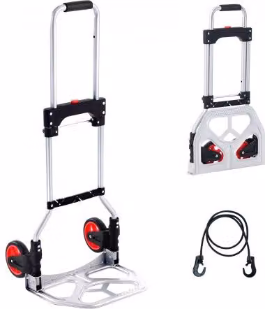 Carrello a mano pieghevole VEVOR in alluminio argento con maniglia telescopica e ruote in gomma, portata massima 80 kg