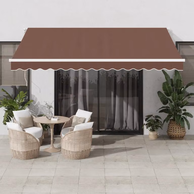 Tenda retrattile vidaXL in poliestere e alluminio, Marrone, L 400 cm x P 350 cm