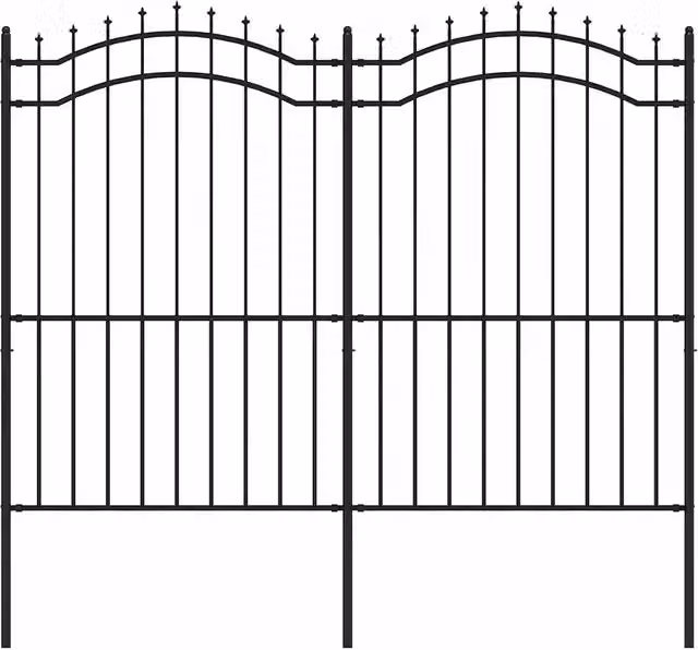 Recinzione da Giardino | Recinzione da cortile Woerden con Punta a Lancia Nera 240x175 cm in Acciaio