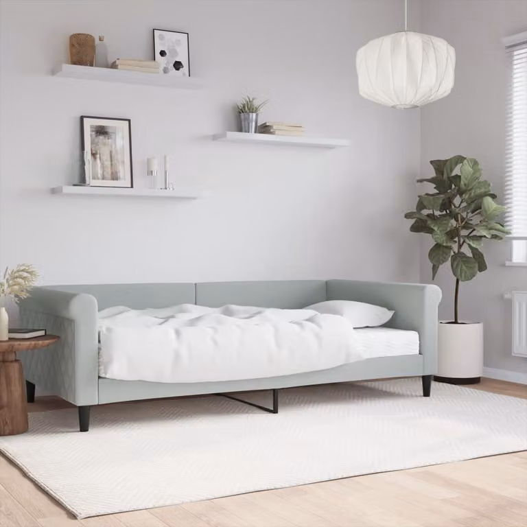 vidaXL Divano Letto in Velluto Grigio con Materasso L/P/H: 200 x 100 x 68 cm