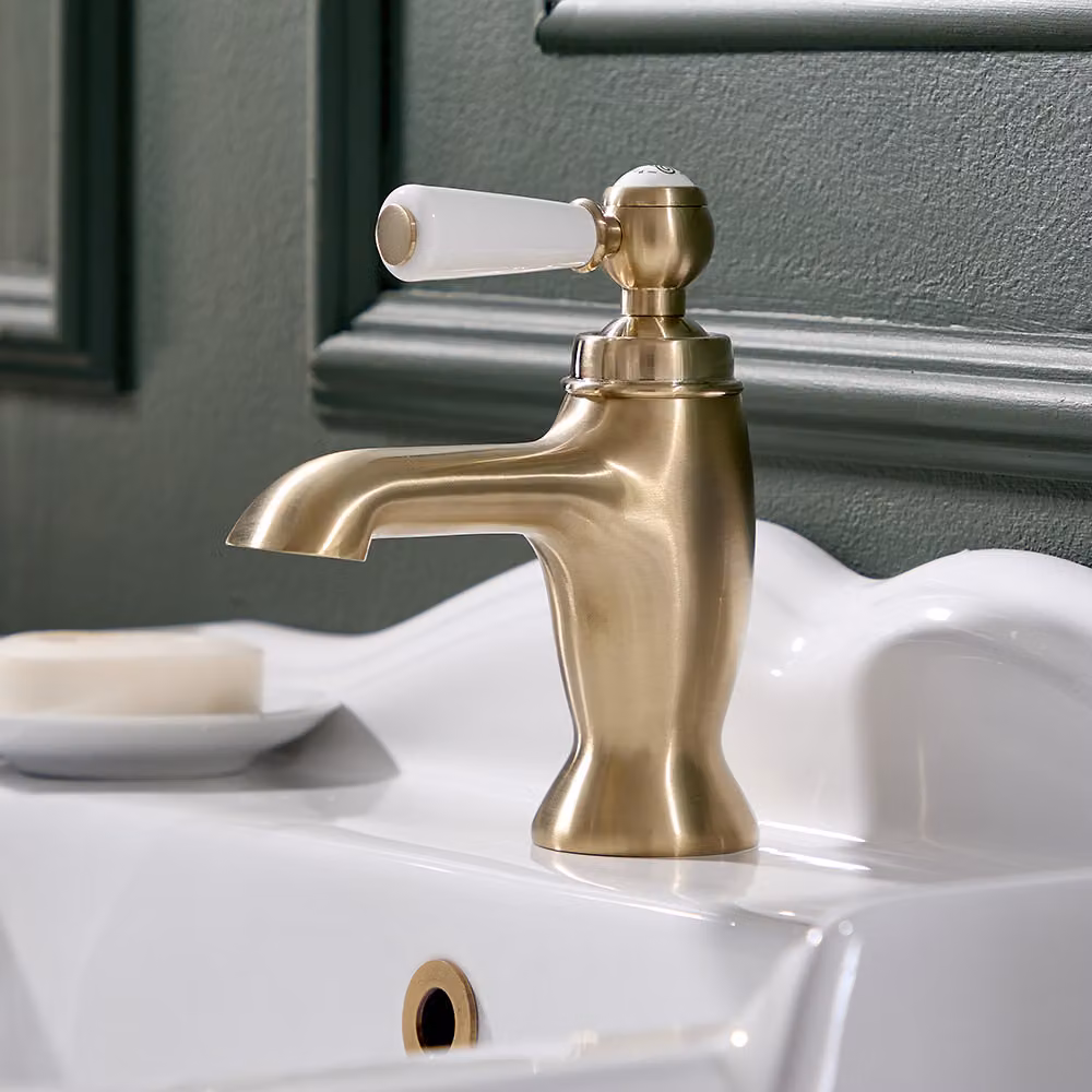 Rubinetto Lavabo Monoforo Tradizionale - Finitura Oro Satinato - Stile Classico