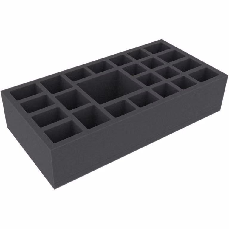 Inserto in schiuma con 24 scomparti, 300x150x65 mm, per giochi da tavolo