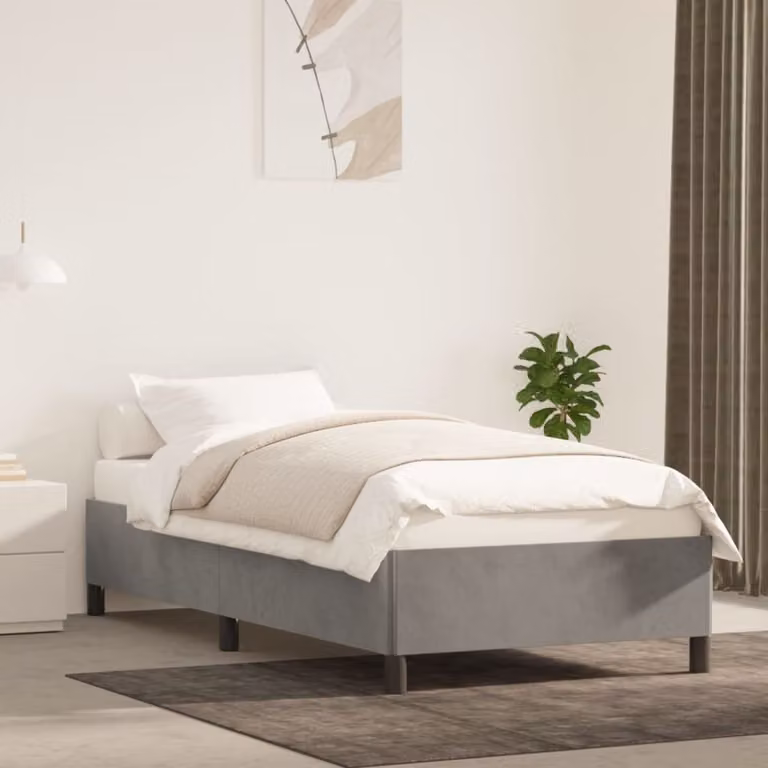The Living Store Struttura letto grigio chiaro 100x200 cm in velluto
