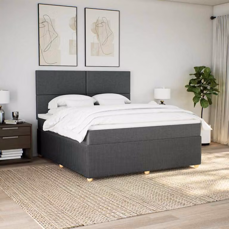 vidaXL Letto Ibrido con Materasso Grigio e Bianco L/P: 180 x 200 cm