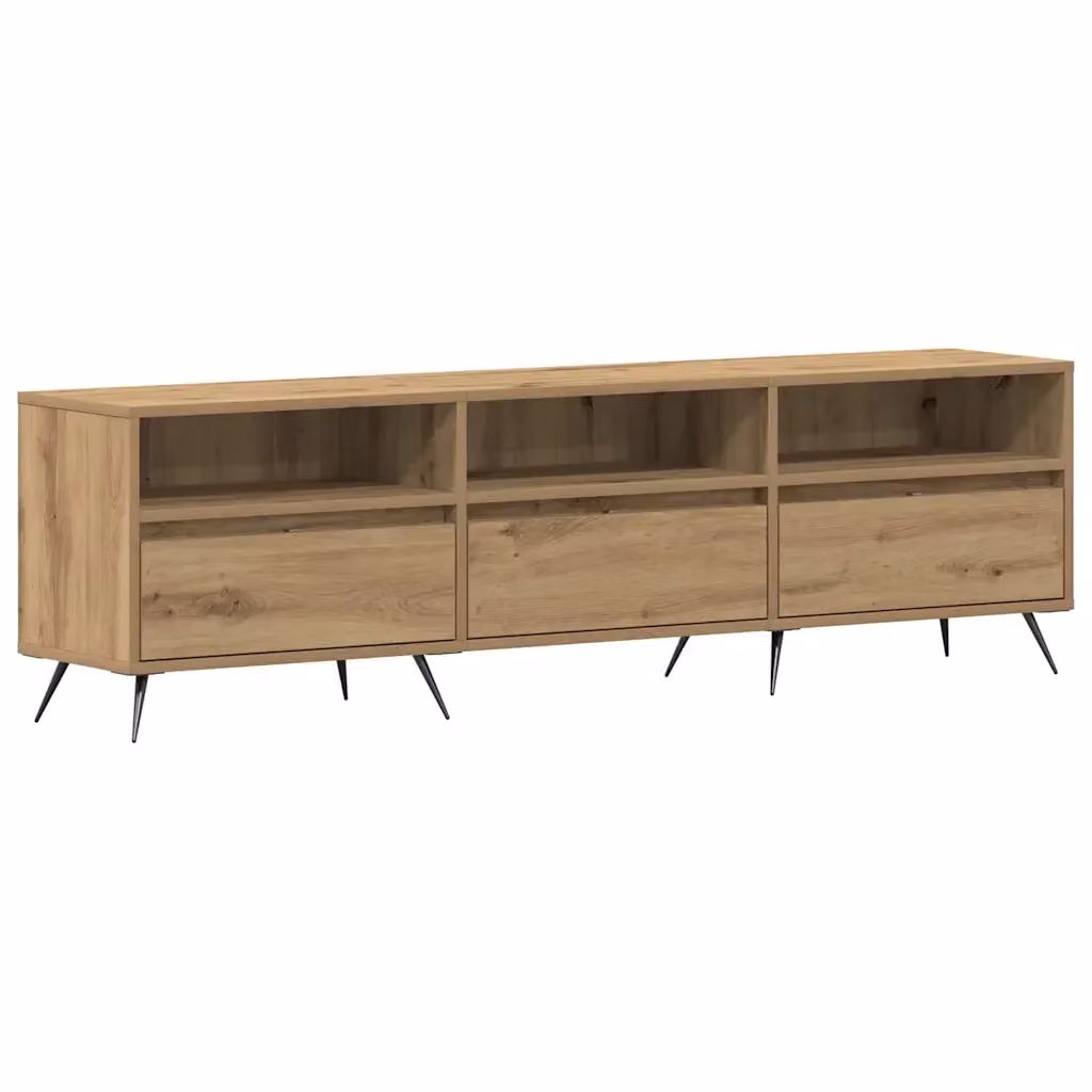 Mobile TV e credenza vidaXL in rovere e metallo marrone, stile minimalista, L 150 x P 30 x H 44,5 cm – 2