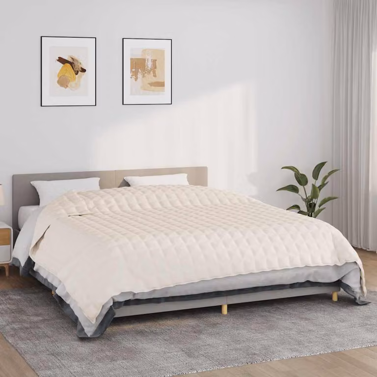 Coperta Ponderata vidaXL in Microfibra e Cotone, Colore Beige, L: 235 cm, P: 290 cm, Peso: 15 kg