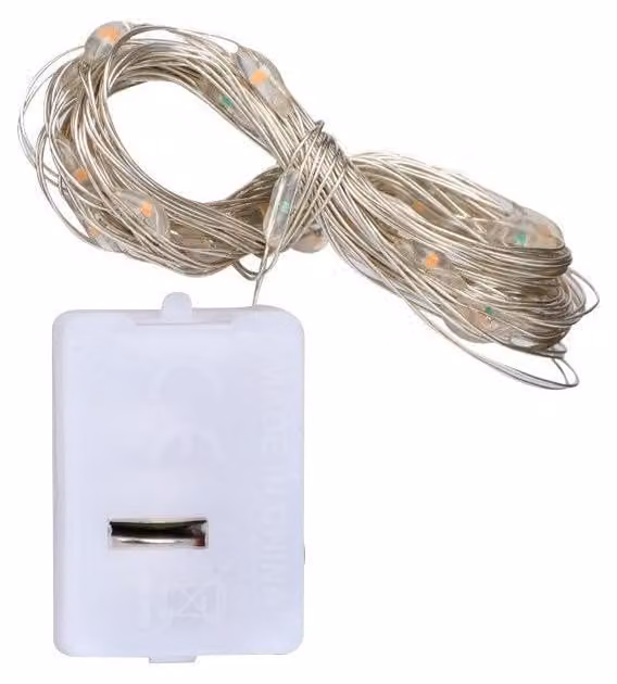 Mini catena luminosa, set da 12, lunghezza 2 metri, luce bianco caldo, 20 LED, 3 modalità