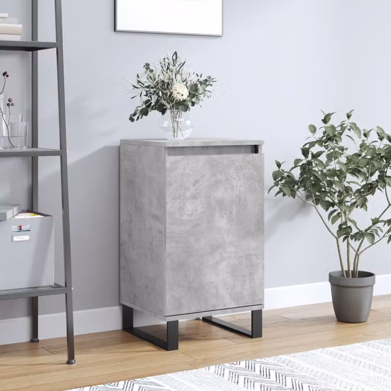 Credenza moderna vidaXL in legno multistrato e metallo, Grigio e Bianco, L 40 cm x P 35 cm x H 70 cm