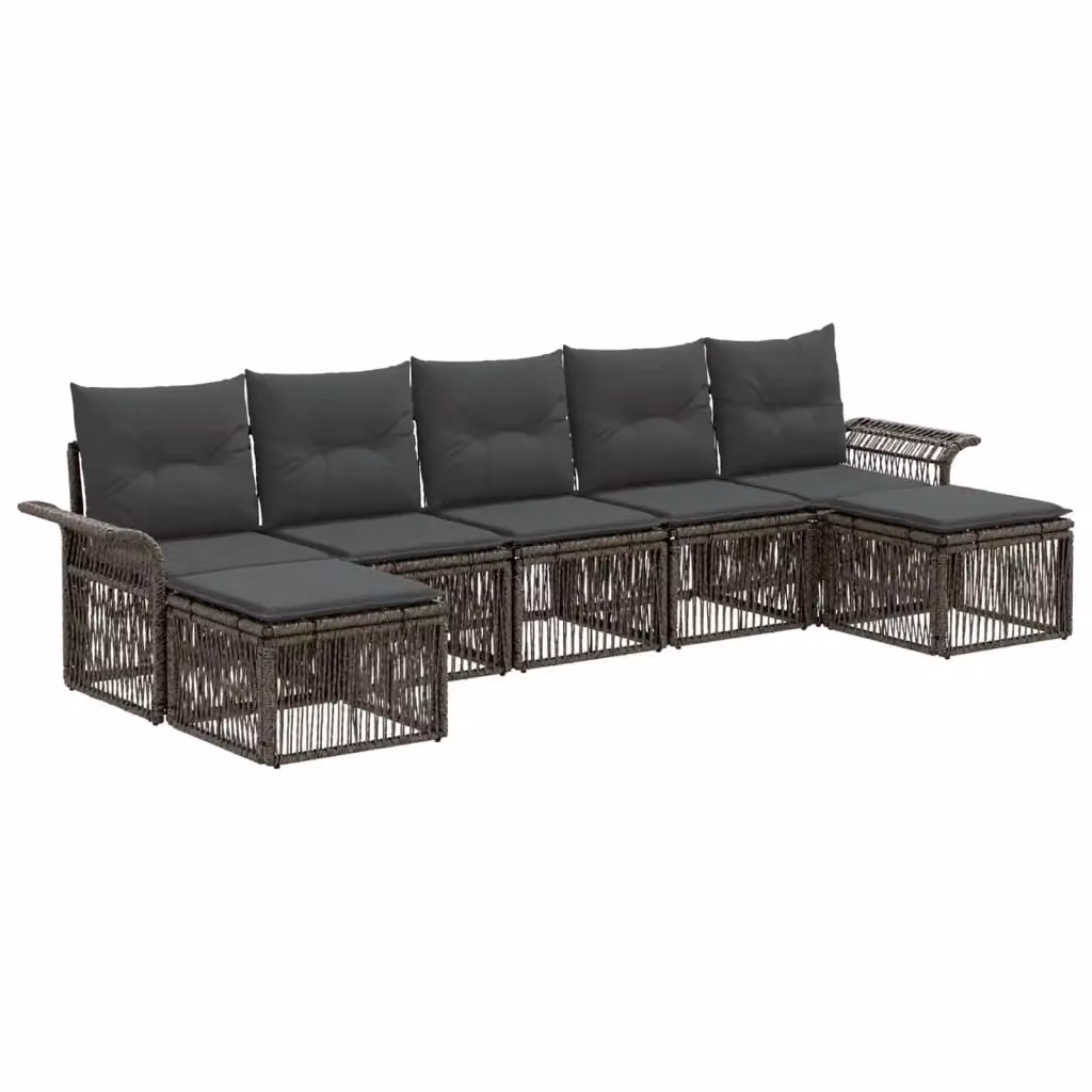 Set da giardino vidaXL composto da 7 pezzi in rattan grigio con cuscini imbottiti e struttura in metallo – 2