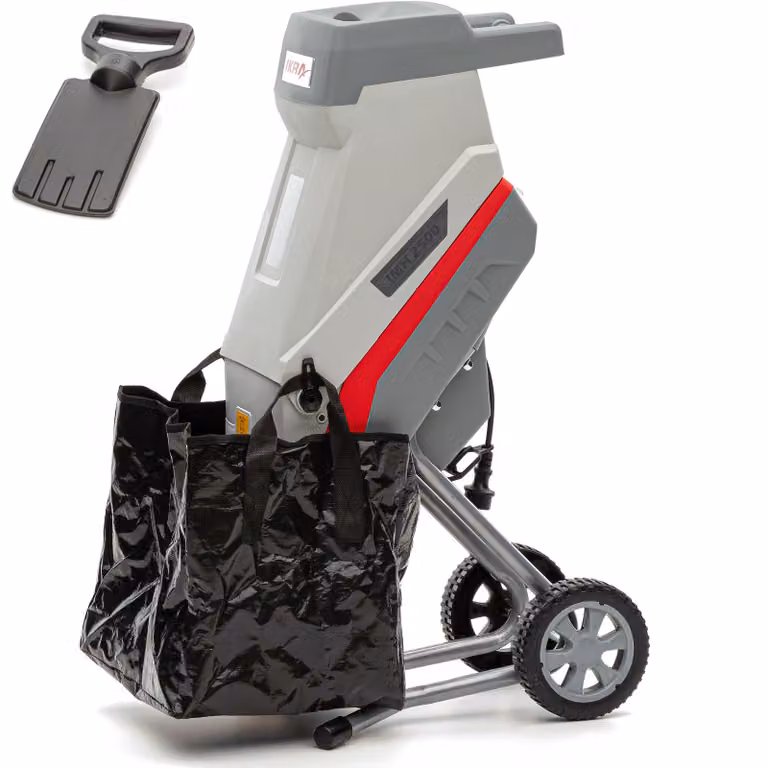 Trituratore elettrico da giardino IKRA IMH 2500 | 2500 W | Rami fino a 45 mm | Lame reversibili | Carrello con ruote | Sacco di raccolta da 45 l e pressore inclusi
