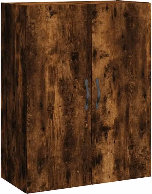 Mobiletto a muro moderno HELLOSHOP26 in legno composito effetto rovere affumicato marrone con ante a battente e ripiani interni L: 69,5 cm, P: 34 cm, H: 90 cm – 1