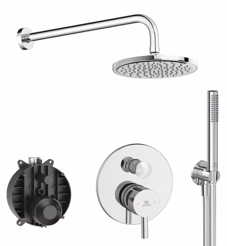 Set doccia Ceraline, cromato, a due getti, con doccetta manuale, soffione da 200 mm