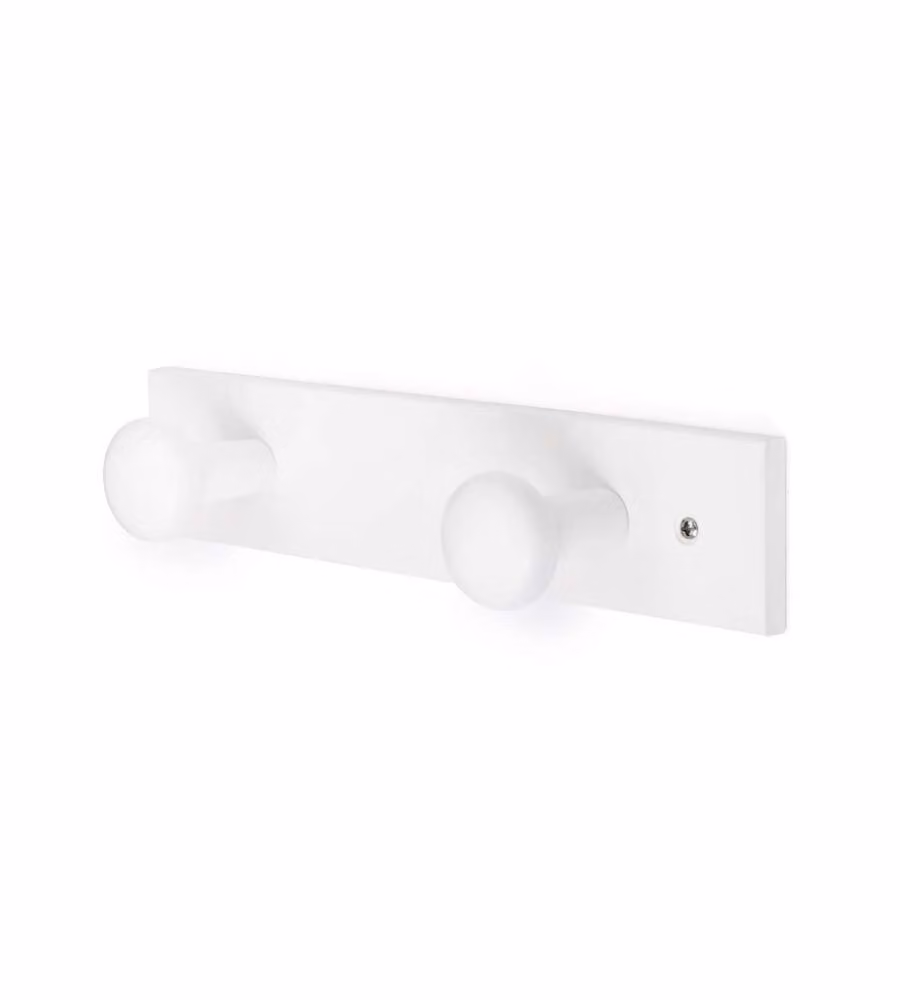 Sacar Appendiabiti in Legno di Faggio Bianco - 2 Posti - 240x60x70 mm