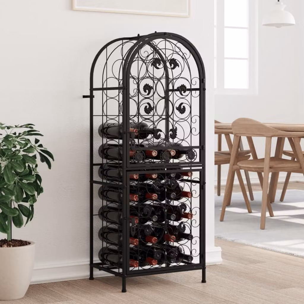 Portavini vidaXL per 41 Bottiglie in Metallo Nero L/P/H: 45 x 36 x 120 cm