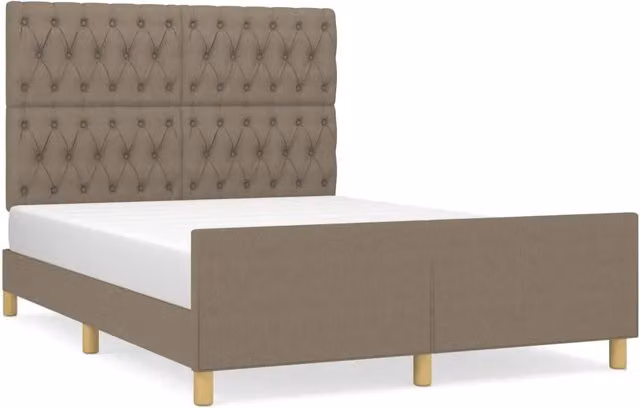 Letto matrimoniale | Letto per adulti | Giroletto senza Materasso Tortora 140x190 cm in Tessuto