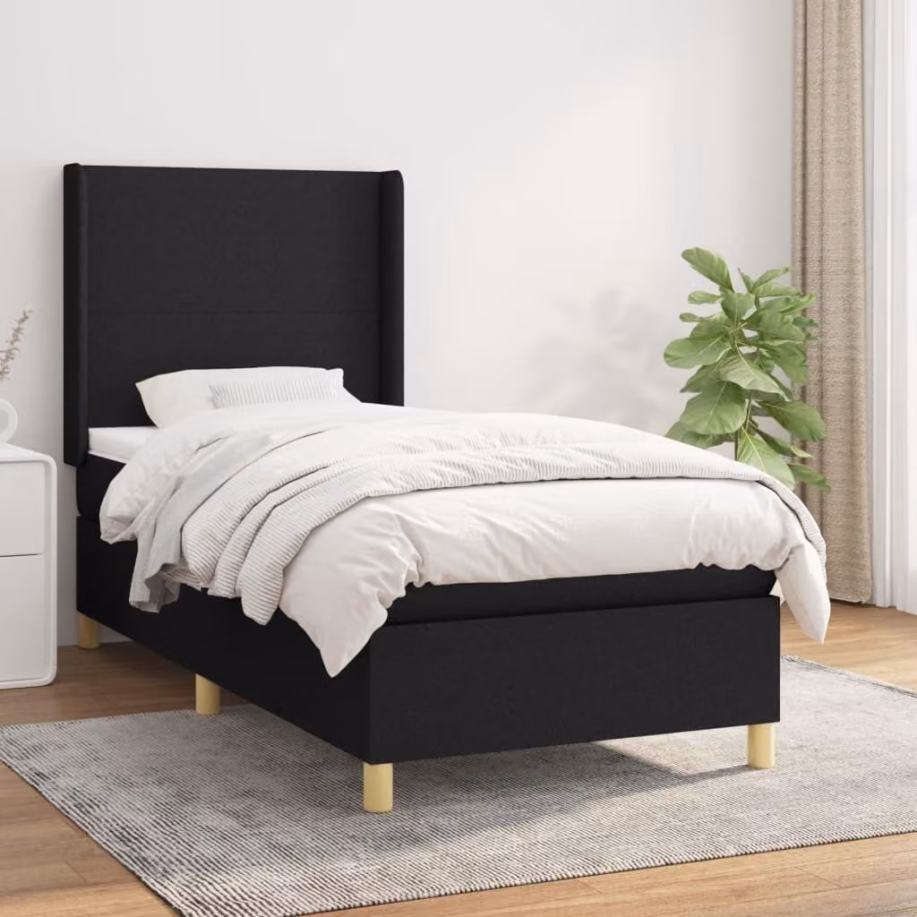 Maison Exclusive - Giroletto a Molle con Materasso Nero 100x200 cm in Tessuto