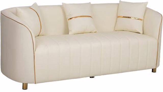 Divano in ecopelle beige 185x72x76h cm