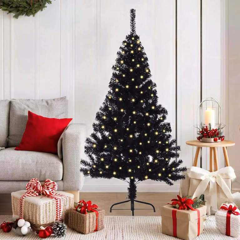 Maison Exclusive - Albero di Natale artificiale preilluminato Nero 150 cm PVC