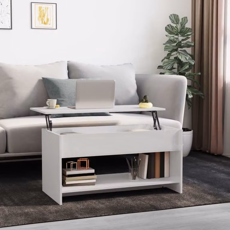 Maison Exclusive - Tavolino da salotto bianco lucido 102x50x52,5 cm in materiale derivato dal legno