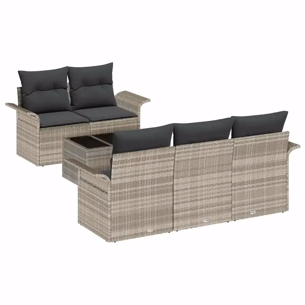 Set Divano da Giardino vidaXL 6 Pezzi con Tavolino e Cuscini Grigio Moderno – 2