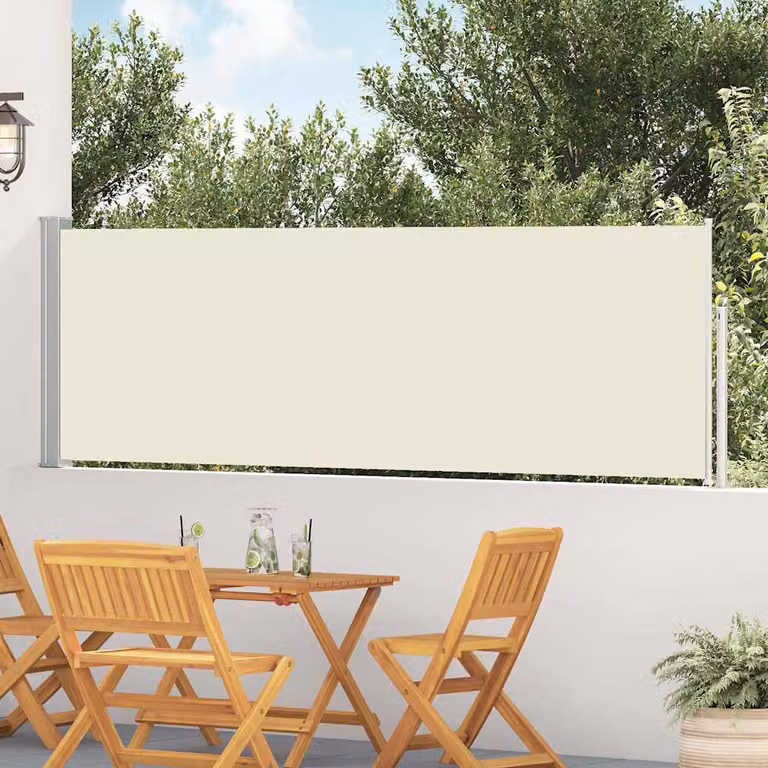Tenda laterale retrattile vidaXL per patio in poliestere e acciaio, colore beige, L: 514 cm, H: 100 cm
