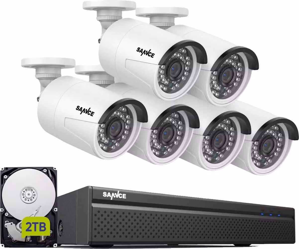 Sistema di sicurezza CCTV, risoluzione 3MP, facile configurazione PoE, 6pcs 2TB