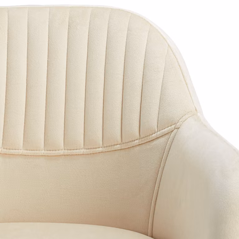 Sedia girevole moderna tectake in velluto con imbottitura spessa, beige e nero