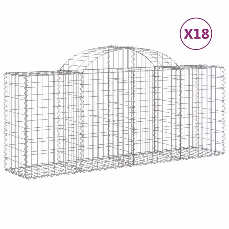 Cesti Gabbioni ad Arco 18 pz 200x50x80/100 cm Ferro Zincato