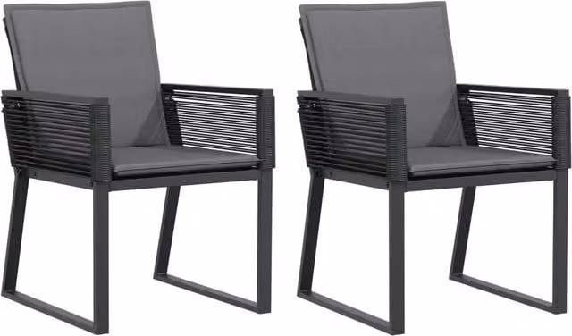 Set di 2 sedie da giardino in polyrattan con cuscini antracite e braccioli – 1