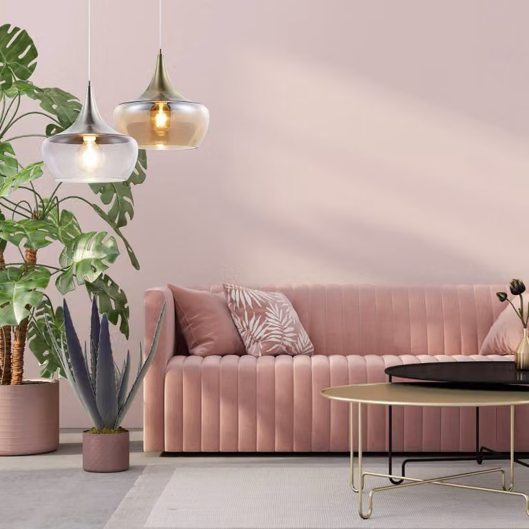 Nowa Lampada a sospensione in vetro Arola, dimmerabile, Ottone / Oro, Soggiorno / Sala da pranzo, Vetro, Moderno, Lampada a sospensione