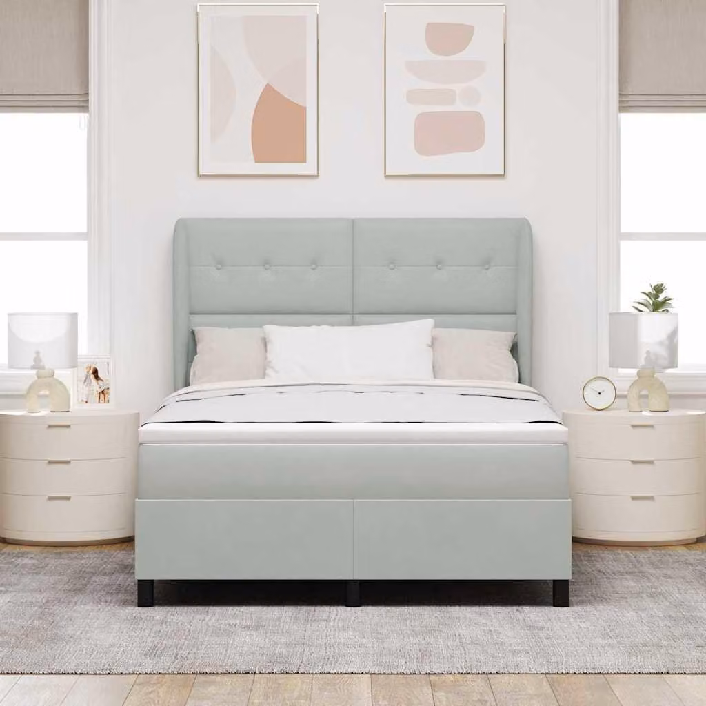 Maison Exclusive - Letto boxspring con testiera grigio chiaro 200 x 160 cm in velluto