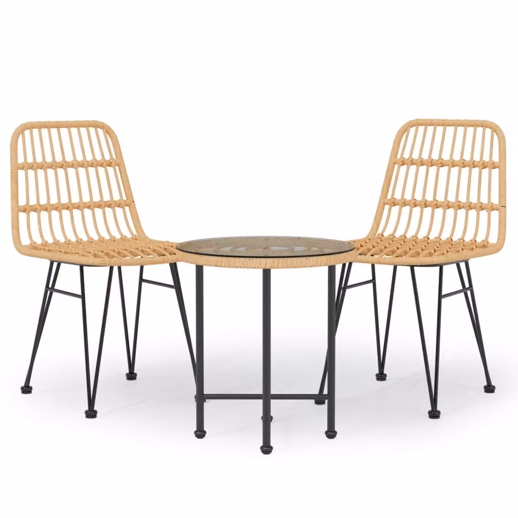 Set da Pranzo da Giardino 3 pz in Polyrattan