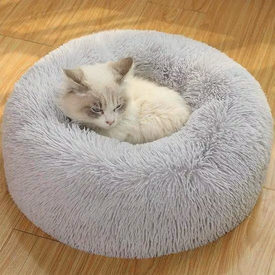 Cuccia a forma di ciambella in peluche, 50 cm, per cani di piccola taglia e gatti