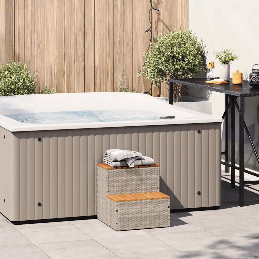 vidaXL Bordo per Vasca Idromassaggio Polyrattan&Massello Acacia