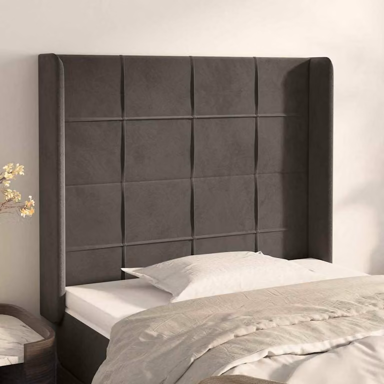 Testiera ad orecchio vidaXL in velluto grigio scuro L: 83 cm, P: 16 cm, H: 118-128 cm