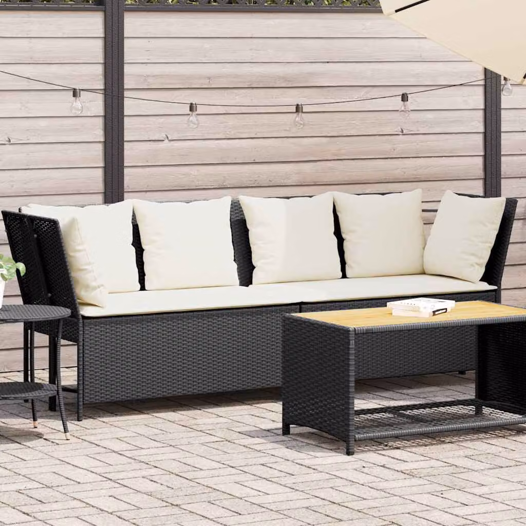 vidaXL Divano da Giardino Moderno a 3 Posti con Cuscini e Struttura in Metallo Nero e Bianco