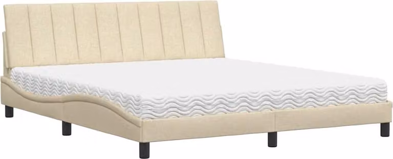 Letto con Materasso Hanko Crema 180x200 cm in Tessuto