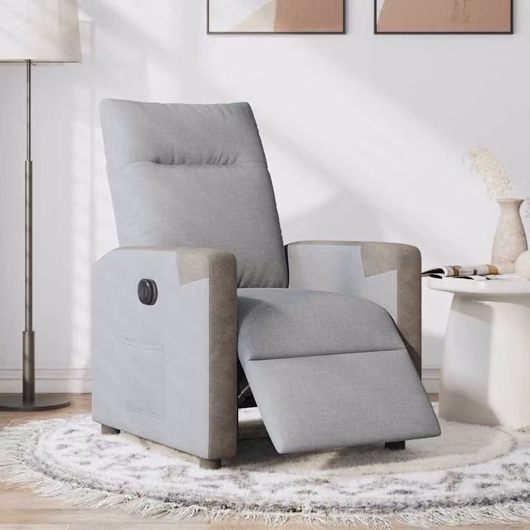 vidaXL Poltrona Elettrica Reclinabile Grigio Chiaro in Tessuto