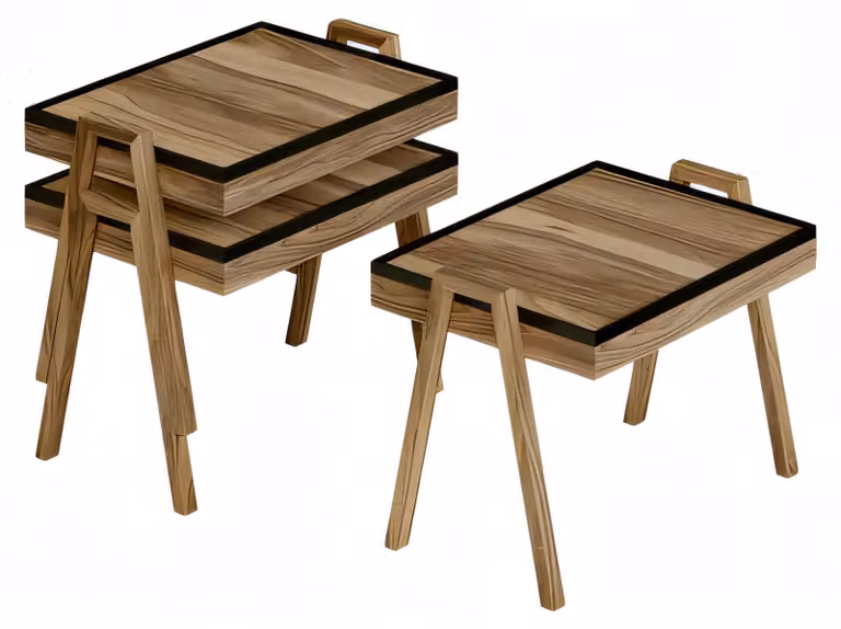Eleganter brauner Holz-Couchtisch-Set im modernen Design