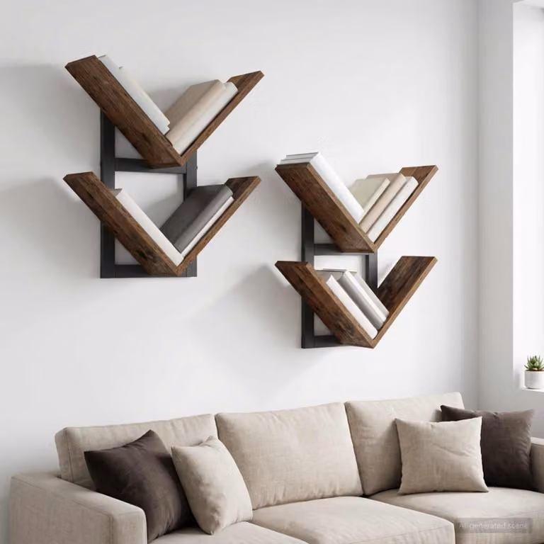Set di 2 mensole a muro flottanti vidaXL in legno color marrone, stile moderno, L 43 cm x P 15 cm x H 47 cm