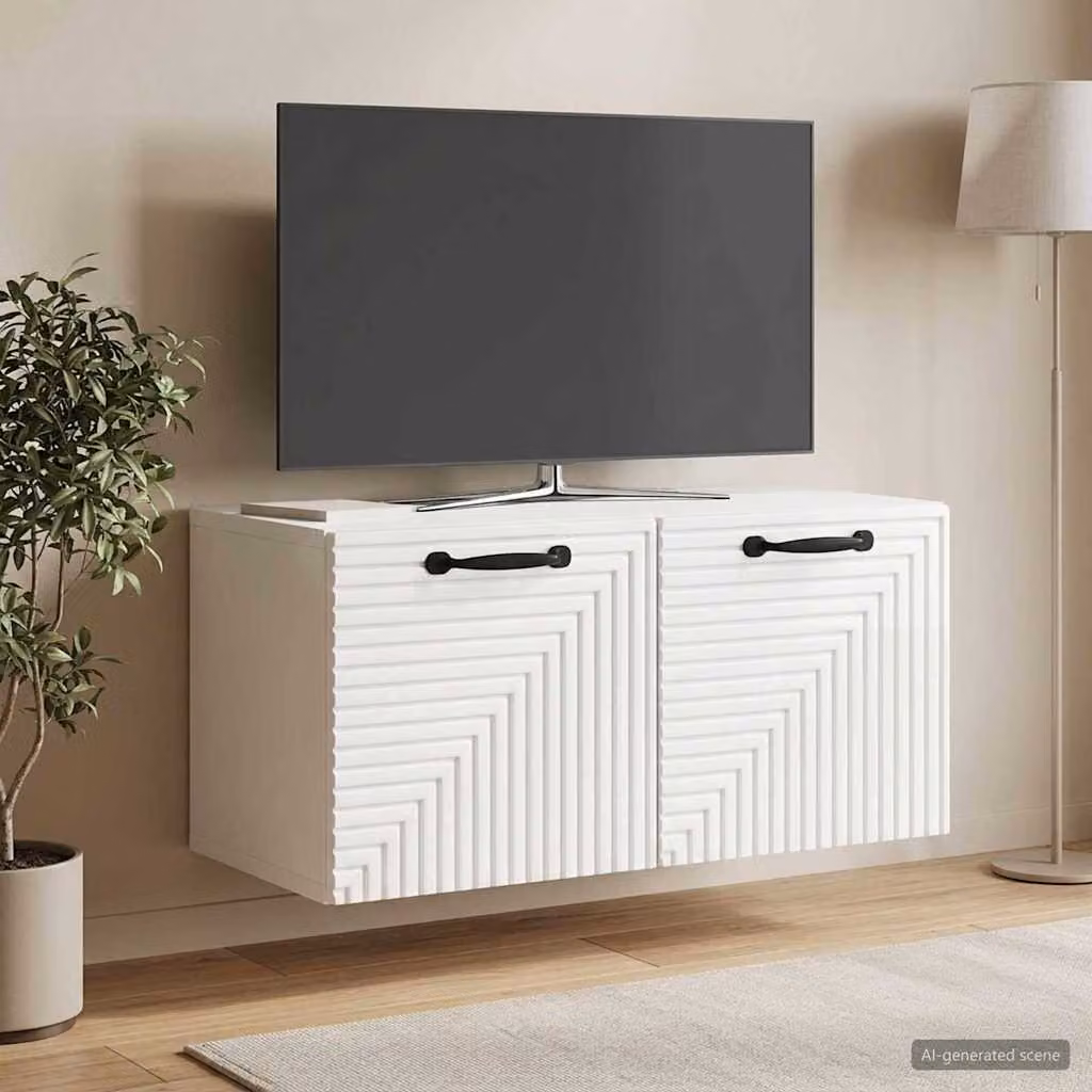 vidaXL Mobile Porta TV da Muro Bianco Lucido L: 59,5 cm, P: 31 cm, H: 30 cm
